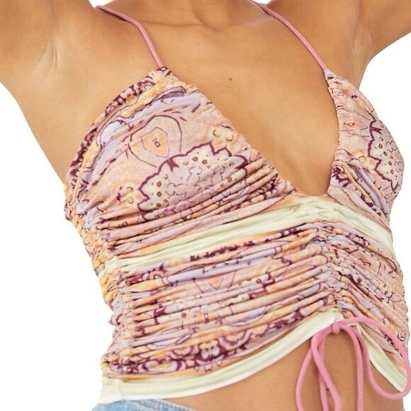 NWOT- Free People-Cocktail Queen Printed boho Top-size Large - Picture 2 of 16